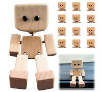 Shaking Wooden Man Figurine,Wooden Dashboard Toy with 12 Funny Faces,Shaking Feet Wo/oden Doll with Mag/netic Base,Portable Car Dashboard Ornaments,Cute Car Accessories,Creative Wood Desktop Decor