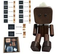 Shaking Wooden Man Figurine, Wooden Desk Buddy, The Tiny Woodens Man With Wobbly Legs, Little Shaking Feet For Car, Travel Commutes & Home Desk Accessories For Men (B-with expressions,Fragrance)