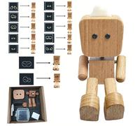 Shaking Wooden Man Figurine, Wooden Desk Buddy, The Tiny Woodens Man With Wobbly Legs, Little Shaking Feet For Car, Travel Commutes & Home Desk Accessories For Men (A-with expressions,Fragrance)