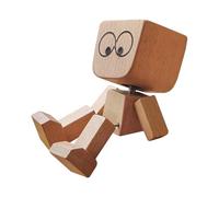 Shaking Wooden Man Figurine, Wooden Figures with Multiple Magnetic Decorations, Handmade Shakings Feet, Funny Wood Desktop Bobblehead Car Dashboard Decor, Little Nerdy Dolls, Travel, Home (F)