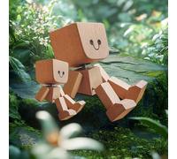 Shaking Wooden Man, Shaking Feet Wooden Doll, 12 Emoticon Replacements, Handmade Wood Shake Auto Ornament, Car Magnetic Decoration Companion Doll, Funny Wood Desktop Decor, For Car Dashboard