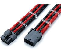 Shakmods 8 Pin Pcie GPU Graphics Card Black & Red Heatshrinkless Sleeved Extension Cable with 2 Free Cable Combs 30cm
