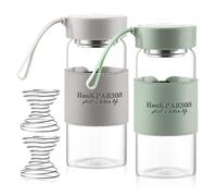 Shakr Glass, 2 Pieces 480 ml Kleine Glas Shker with 2 Stainless Steel Mixing Balls, Protein Shaker Bottle, Protein Shaker Glass Jugs for Fitness and Protein Shakes