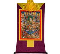 Shakya Senge Tibetan Thangka Tapestry Senge Dradrog Buddhist Thangka Brocade Guru Padmasambhava Embroidery Painting (Color : Purple, Size : S)