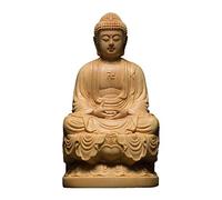 Shakyamuni Buddha Statue, Meditation Buddha Statue Sculpture, Wooden Craft Sculpture for Home Decor Ornaments (Size : 10cm)