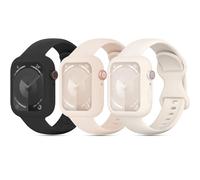 Shalila 3 Pack Soft Silicone Bands with Bumper Case Compatible with Apple Watch Band 38mm 40mm 41mm 42mm 44mm 45mm, Sport Strap Wristbands with Protective Cover for iWatch Series 9/8/SE/7/6/5/4/3/2/1