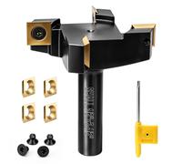 SHALL 1/2" Shank Spoilboard Surfacing Router Bits, 2-1/2" Cutting Diameter CNC Slab Flattening Router Bits with 4 Indexable Inserts, 4 replacement blades，Heavy Duty Wood Planer Bit