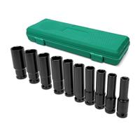 SHALL 10-Piece Impact Wrench Socket Set 1/2 inch, 8-24 mm, with Socket Adapter and Extension Rod, Made of Robust Chrome-Vanadium Steel for car Repairs and tire Changes
