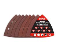 SHALL 140-Piece Triangle Sanding Pads,93 x 93 x 93 mm,6-Holes Velcro triangular sandpaper, 7 Grits: 40/60/80/120/180/240/320