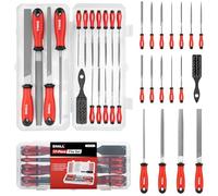 SHALL 17 Pc Metal File Set,for Metal,Wood & Plastic,4xHand & 12xNeedle Files,Wire Brush,High Quality Metal File with Storage Box