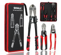 SHALL 3-Piece Bolt Cutter Kit, 14" Heavy Duty Bolt Cutter, 8" Wire Cutter, 8" Wire Rope Cutter, Ergonomic Handle, Security Lock, More Efficient Leverage & Adjustable Opening, Carrying Case Included