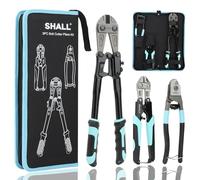 SHALL 3-Piece Bolt Cutter Kit, 14" Heavy Duty Bolt Cutter, 8" Wire Cutter, 8" Wire Rope Cutter, Ergonomic Handle, Security Lock, More Efficient Leverage & Adjustable Opening, Carrying Case Included