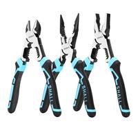 SHALL 3-Piece High Leverage Multi Pliers Tool Set, 8" Needle Nose, 8" Diagonal Cutting, 8" Linesman, Electrician Pliers Set with Wire Cutter Stripper and Crimper