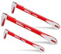 SHALL 3-Piece Nail Puller Tool Set, 12’’, 10’’, 8’’ - Heavy Duty & Mini Cats Paw Pry Bar, Utility Claw Bar, High Carbon Steel Crowbar Tool for Home Remolding & Woodworking