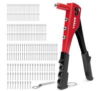 SHALL 4-in-1 Rivet Gun Set, Heavy Duty Hand Riveter with 200 Rivets,4 Sizes (2.4mm, 3.2mm, 4.0mm, 4.8mm), for Automotive, Leather, Plastic,Furniture, Metal