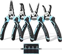 Shall Snap Ring Pliers Set, 4-Piece Heavy Duty 7" Snap Ring Pliers, Snap Ring Pliers with 5/64" Tip, Inverted Ring Remover Bracket Pliers with Portable Case