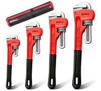 SHALL 4-Piece Pipe Wrench Set, 8" 10" 12" 14" Heavy-Duty Adjustable Pipe Wrenches with Soft Grip, Premium Plumbing Wrench Set with Storage Bag, Drop Forged & Heat Treated