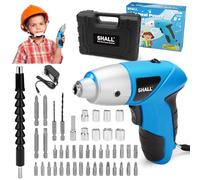 SHALL 47-Piece Kids Real Cordless Power Drill Set, Safety Certified Electric Screwdriver W/Screwdriver Drill Bits, Socket, Flexible Shaft, Carrying Case, DIY Construction Tool Kit for Children Age 8+
