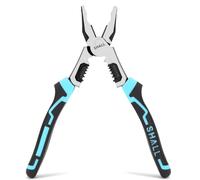 SHALL 5-in-1 Engineers' Pliers with Wire Stripper/Crimper/Cutter/Wrench, 8” Linesman Pliers for 18-10 AWG (1.0-2.6 mm), High Leverage Cr-V Multi Hand Tools