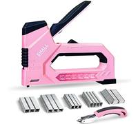 SHALL 6-in-1 Staple Gun Heavy Duty - Pink Upholstery Stapler Nail Gun with 4000 Counts Staples, Women Manual Brad Nailer with Stapler Remover for Wood, Crafts, Fabric, Decoration, Carpentry, Furniture