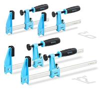 SHALL 4-Pack Bar Clamps Set, Black, 12" (304mm) / 6" (152mm), 660 lbs (272 kg) Clamping Force, Stainless Steel Woodworking Clamps