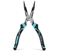 SHALL 7-in-1 Long Needle Nose Pliers, Wire Stripper/Cutter/Crimper and Spanner, 8” Long Nose Pliers for 20-12 AWG (0.8-2.0 mm), High Leverage Cr-V Multi Hand Tools for Electrician