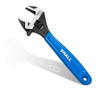 Shall 8 Inch Adjustable Wrench, Cr-V Steel Wrench with Cushion Grip, Wide Jaw Black Oxide Wrench with Laser-Etched SAE Scales for Home, Garage, Workshop and DIY