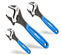 Shall Adjustable Socket Wrench Set, 3-Piece, 25/20/15 cm Cr-V Steel with Comfortable Grip, Wide Jaw Black Oxide with Laser Etched SAE Scale for Garage, Workshop and DIY, Dark Blue