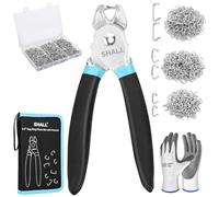 SHALL Hog Ring Pliers Kit with 600pcs Galvanized Rings (3/4", 1/2", 3/4") for Upholstery, Fence, Pet Cages, Bungees, Bags, Protective Gloves,