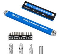 Shall Offset Extension Wrench, 15.4 inch (39 cm), with 1/2 inch, 1/4 inch and 3/8 inch Square Drive adapters and 10 Universal bits