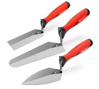 SHALL Soft-Grip Finishing Trowel Set 3pce,Pointing trowel,gauging trowel,Margin Trowel, Builders Bricklaying Tools with Soft Grip Handles