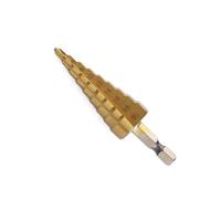 Shallho 1/4 Inch Hexagon Shank 4-20 mm Titanium Coated Spiral Grooved Step Drill Bit HSS Step Drill Bit for Plastic Wood Metal Multi-Hole Cone Drill