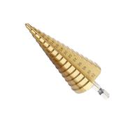 Shallho 1/4 Inch Hexagon Shank 4-32 mm Titanium Coated Spiral Grooved Step Drill Bit HSS Step Drill Bit for Plastic Wood Metal Multi-Hole Taper Drill