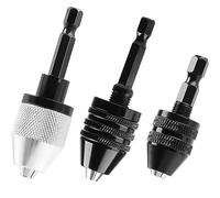 Shallho 3Pcs Keyless Drill Chuck - 1/4 Inch Hex Shank Drill Adapter, Quick Change Converter Extension Screwdriver Drill Adapter for Impact Drill (0.3-6.5mm, 0.3-3.6mm)