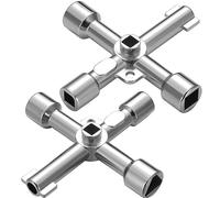 Shallho Pack of 2 4-way control cabinet keys, multifunctional wrench, torque wrench, cross wrench, universal triangular key for electric cabinet, gas meter box
