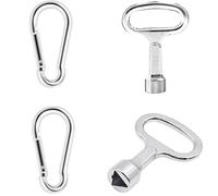 Shallho Pack of 2 Triangle Keys, Universal Metal Triangular Key Wheelie Bin Triangle Socket Spanner Tap Key with Carabiner Hook for Electric Box Gas Water Electricity Meter Box Cabinet