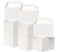 Shallive 15 Pcs Large Treat Boxes 9x6x6 Inches White Gable Gift Boxes with Handle Kraft Lunch Boxes Recycled Paper Gift Bags Take Out Cookie Boxes Welcome Boxes Candy Bags For Wedding Supplies