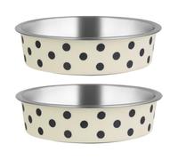 Shallow Cat Bowl - Polka Dot - Pack of 2 - Stainless Steel Bowl for Cats - Shallow Design Means the Cat Doesn't Need to Reach Low Down - Ideal for Water or Milk