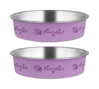 Shallow Cat Bowl - Purrrfect - Pack of 2 - Stainless Steel Bowl for Cats - Shallow Design Means the Cat Doesn't Need to Reach Low Down - Ideal for Water or Milk