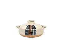 Shallow Claypot for Rice, Japanese Ceramic Shallow Casserole with Lid, Earthenware Cooking Pot for Braising and Noodle Soup, Retro Cookware,0.8L,A