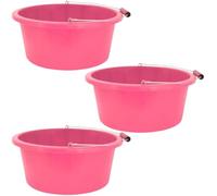 Shallow/Feeder Bucket - 15L (3 Gallon) Heavy-Duty Multi-Purpose Tub with Strong Gripper Handle-Stackable & Durable Variants-Stable for horses or plaster bucketPink Pack of 3