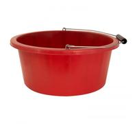 Shallow/Feeder Bucket - 15L (3 Gallon) Heavy-Duty Multi-Purpose Tub with Strong Gripper Handle-Stackable & Durable Variants-Stable for horses or plaster bucketRed Pack of 1