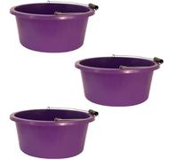 Shallow/Feeder Bucket - 15L (3 Gallon) Heavy-Duty Multi-Purpose Tub with Strong Gripper Handle-Stackable & Durable Variants-Stable for horses or plaster bucketPurple Pack of 3
