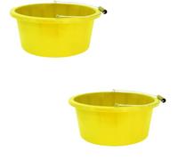 Shallow/Feeder Bucket - 15L (3 Gallon) Heavy-Duty Multi-Purpose Tub with Strong Gripper Handle-Stackable & Durable Variants-Stable for horses or plaster bucketYellow Pack of 2