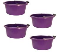 Shallow/Feeder Bucket - 15L (3 Gallon) Heavy-Duty Multi-Purpose Tub with Strong Gripper Handle-Stackable & Durable Variants-Stable for horses or plaster bucketPurple Pack of 4