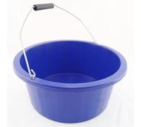 Shallow/Feeder Bucket - 15L (3 Gallon) Heavy-Duty Multi-Purpose Tub with Strong Gripper Handle-Stackable & Durable Variants-Stable for horses or plaster bucketBlue Pack of 3