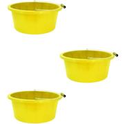 Shallow/Feeder Bucket - 15L (3 Gallon) Heavy-Duty Multi-Purpose Tub with Strong Gripper Handle-Stackable & Durable Variants-Stable for horses or plaster bucketYellow Pack of 3