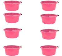 Shallow/Feeder Bucket - 15L (3 Gallon) Heavy-Duty Multi-Purpose Tub with Strong Gripper Handle-Stackable & Durable Variants-Stable for horses or plaster bucketPink Pack of 8
