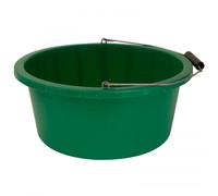 Shallow/Feeder Bucket - 15L (3 Gallon) Heavy-Duty Multi-Purpose Tub with Strong Gripper Handle-Stackable & Durable Variants-Stable for horses or plaster bucketGreen Pack of 2