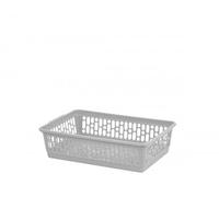 Shallow Storage Basket Tray | Small Handy Basket, Multi Colour Storage Basket Tray For Home & Kitchen, Bathroom Cabinet/Shelves, School & Office Basket, Magazine or Newspaper Storage (COOL GREY)